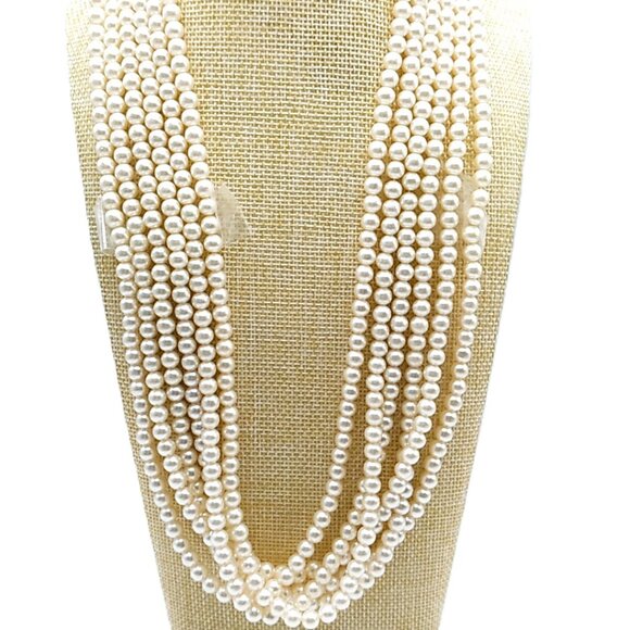 Multi-strand Faux Pearl Necklace - Picture 4 of 11